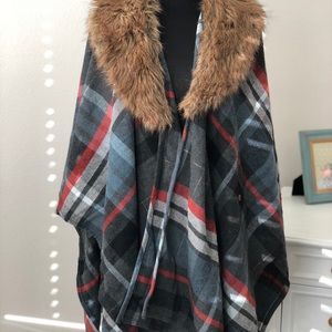 Wool plaid cape
